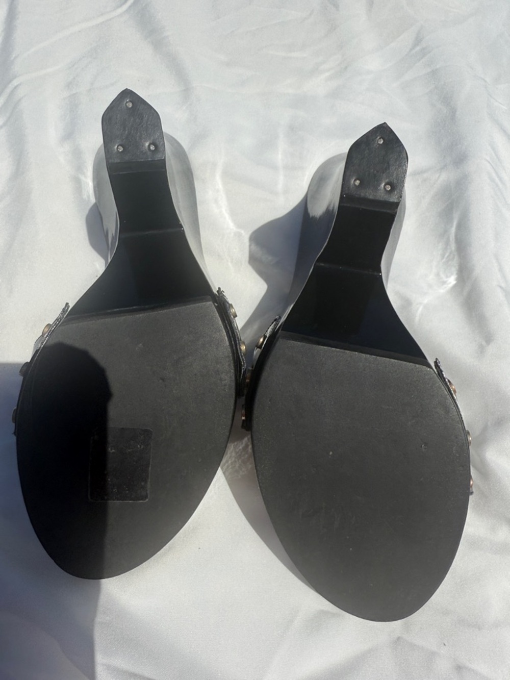 Dior Black Patent Slide Mules with Silver Logo Buckle - Picture 2 of 3